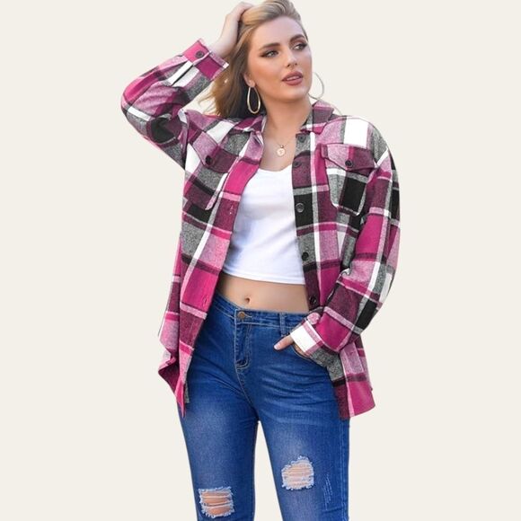 PLUS SIZE Women's Warm (Oversized) Multi Color Flannel Shacket Jacket. SIZE 20W - Picture 1 of 15